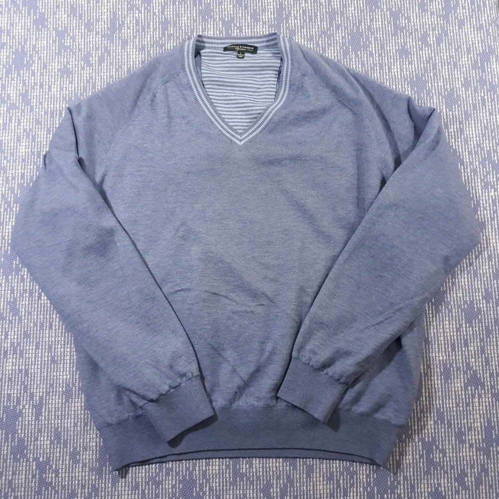 Fairway & Greene Sweater Mens L Wool Cashmere Blend Lined Pullover V-Neck Golf